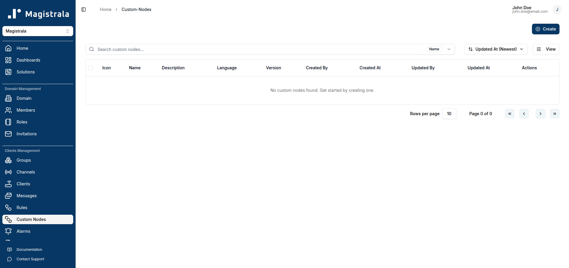 Custom Nodes empty state